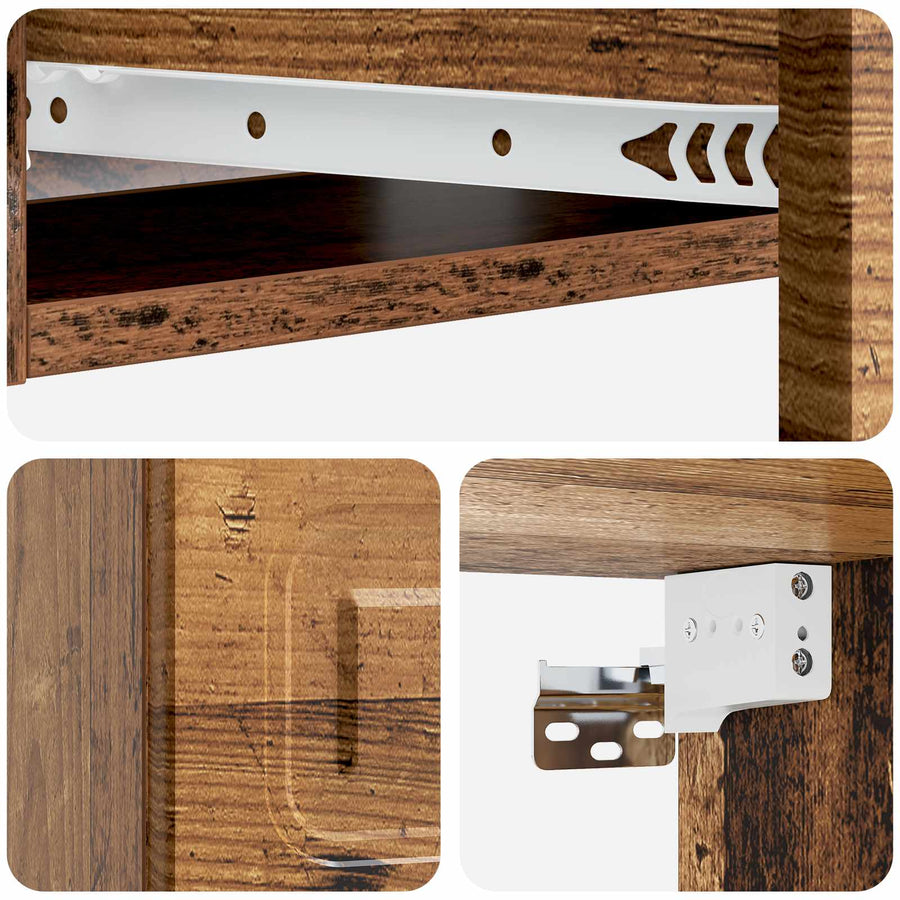Wandmontage Zijtafel Oud hout 59 x 34,5 x 17 cm Bewerkt hout