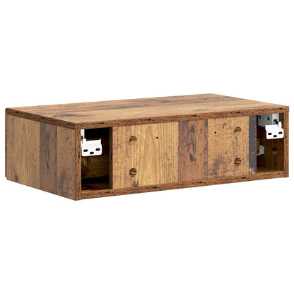Wandmontage Zijtafel Oud hout 59 x 34,5 x 17 cm Bewerkt hout