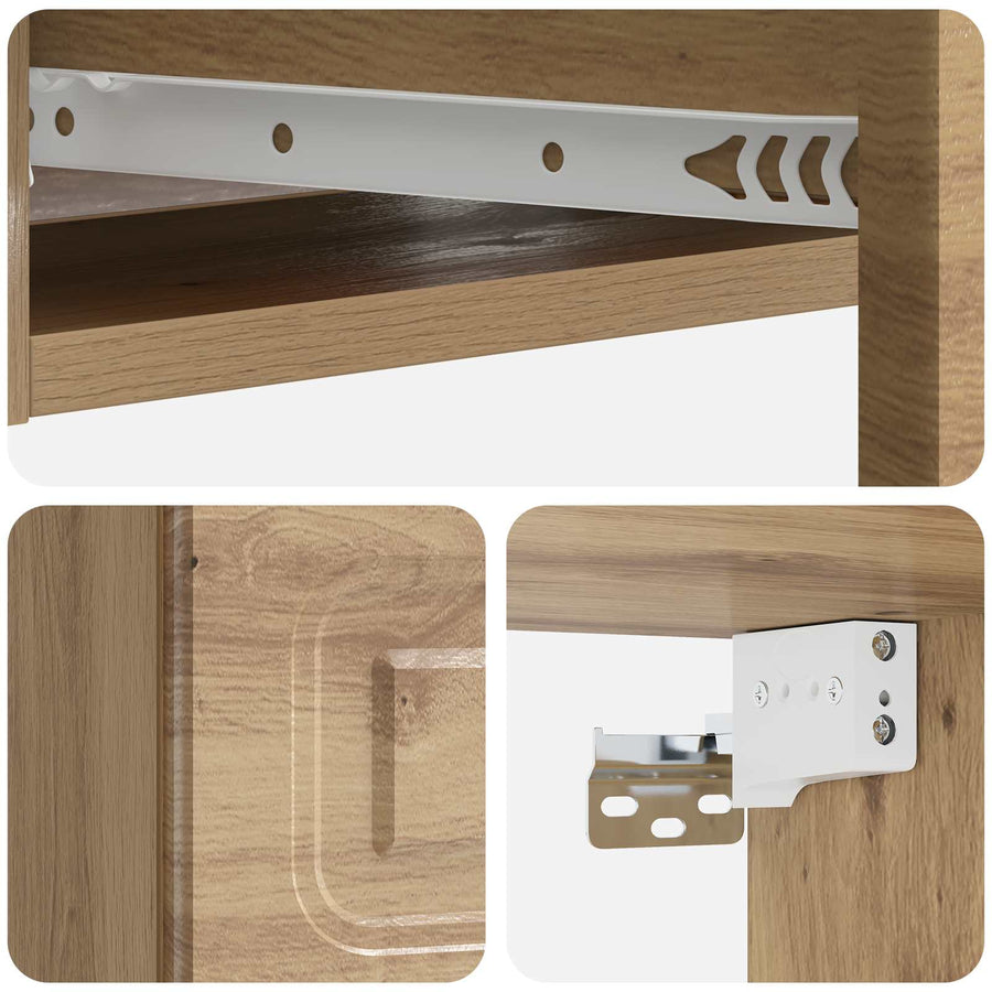 Wandmontage Zijtafel Artisanaal eiken 59 x 34,5 x 17 cm