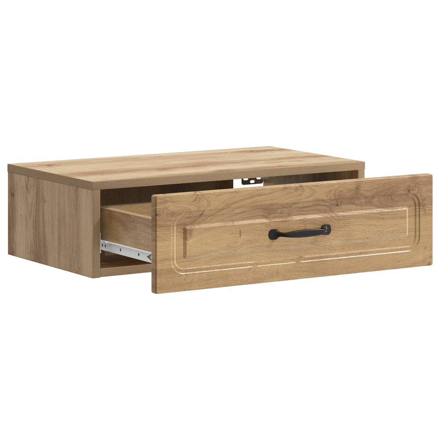 Wandmontage Zijtafel Artisanaal eiken 59 x 34,5 x 17 cm