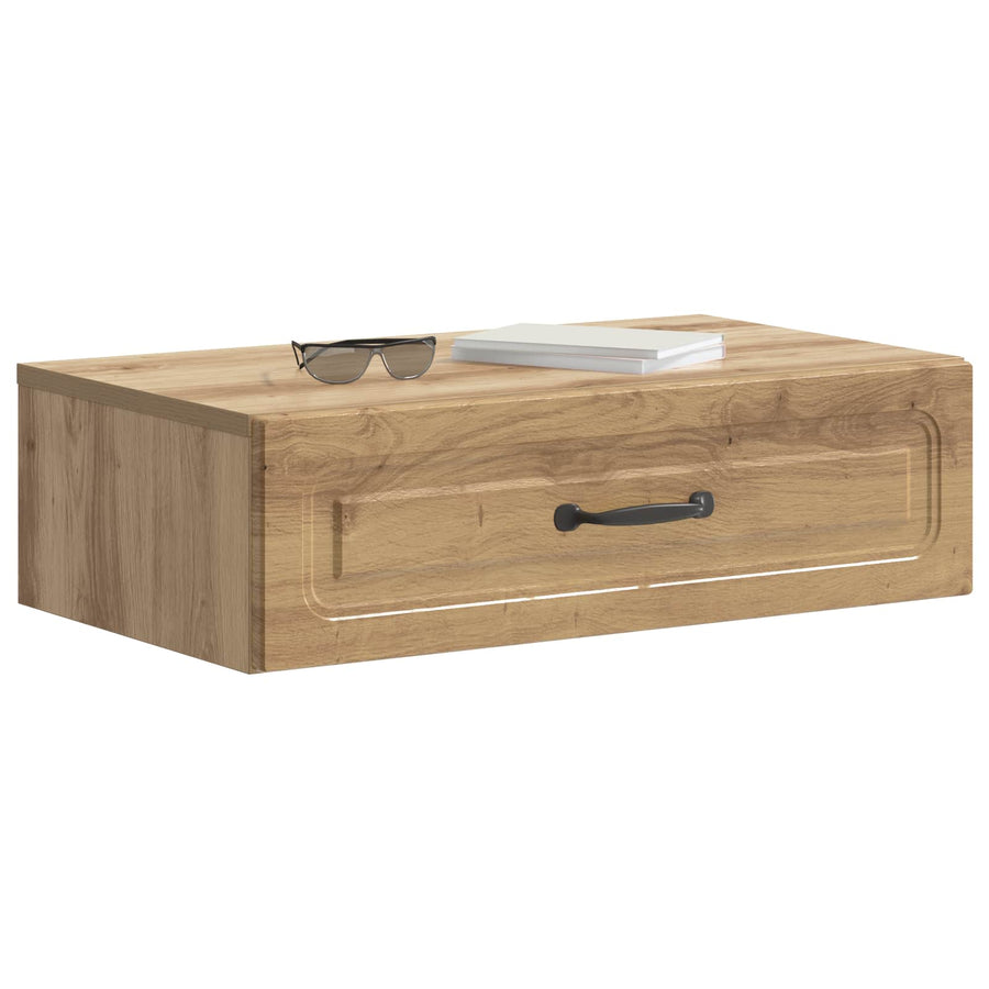 Wandmontage Zijtafel Artisanaal eiken 59 x 34,5 x 17 cm