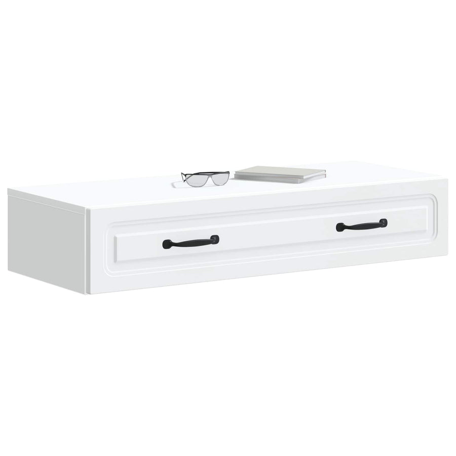 Wandmontage Zijtafel Wit 87,5 x 34,5 x 17 cm Bewerkt hout
