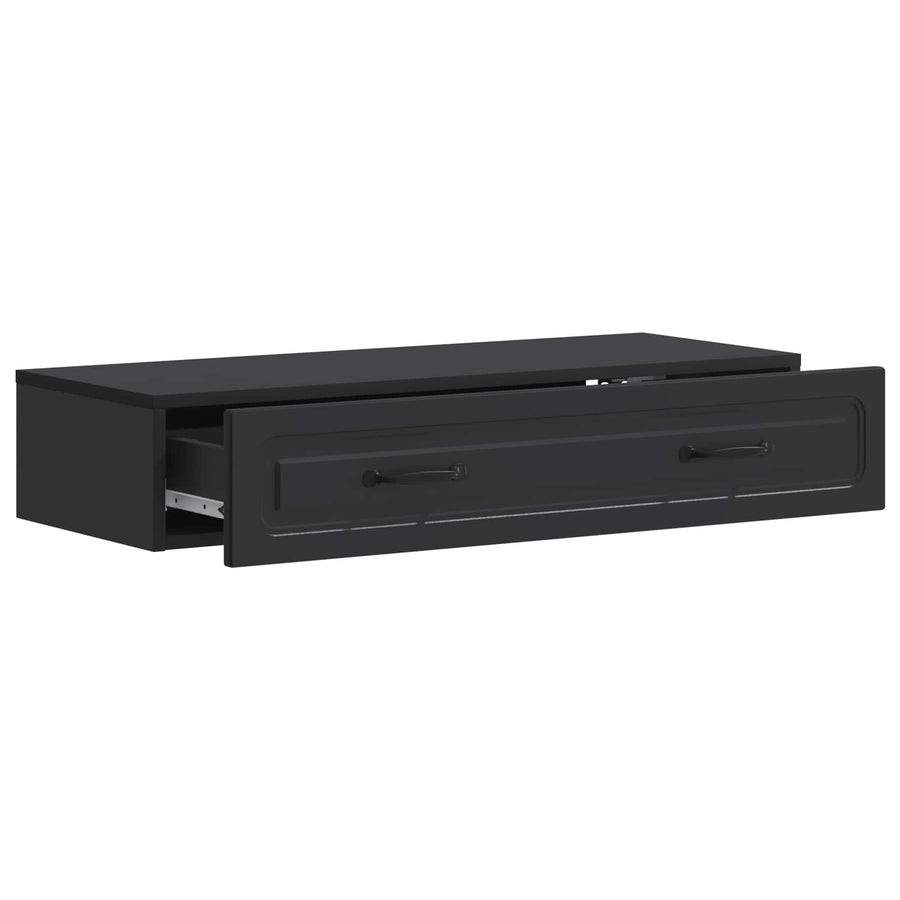 Wandmontage Zijtafel Zwart 87,5 x 34,5 x 17 cm Bewerkt hout