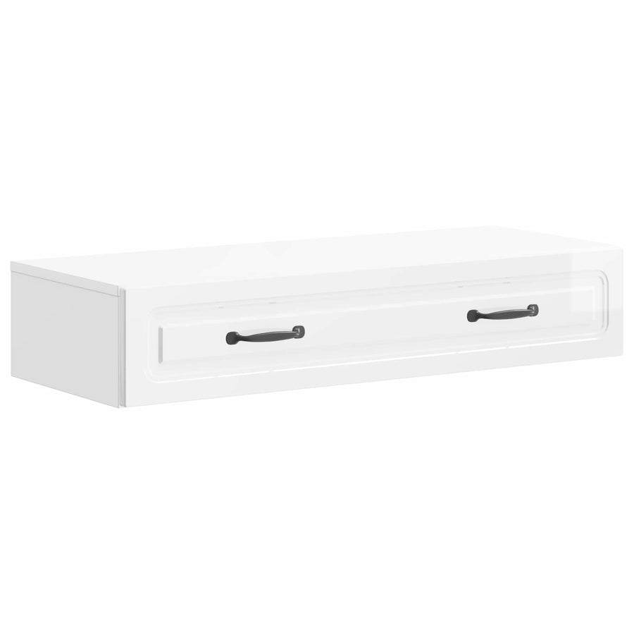 Wandmontage Zijtafel Hoogglans Wit 87,5 x 34,5 x 17 cm