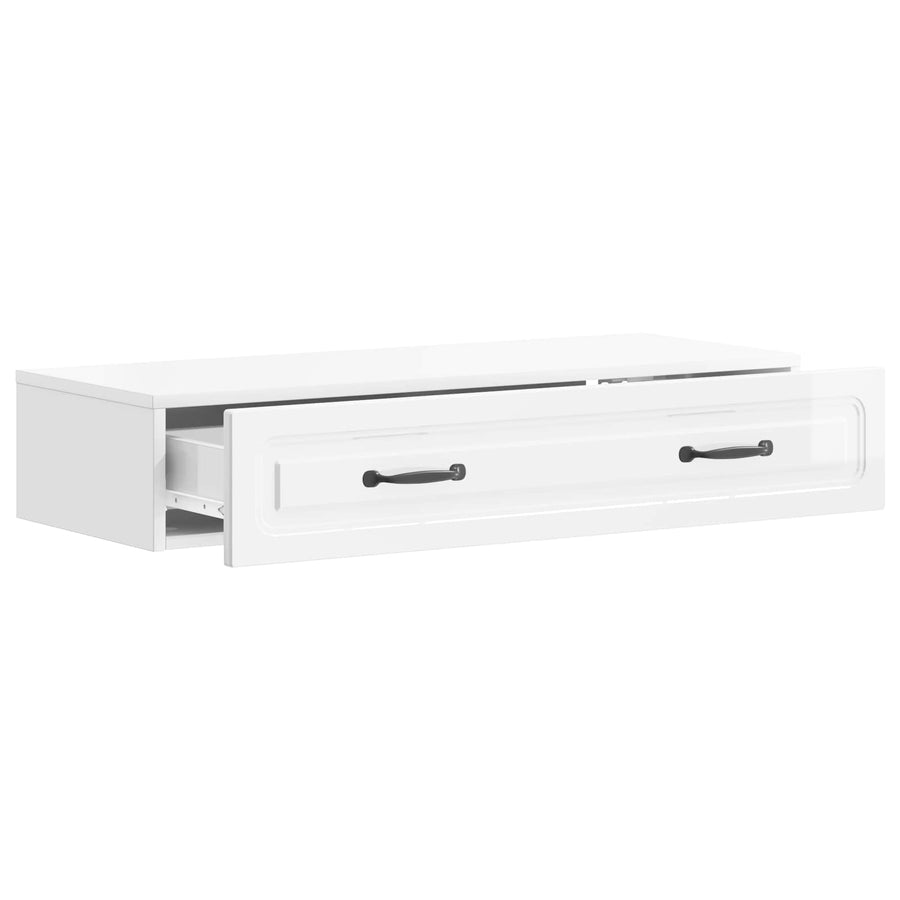 Wandmontage Zijtafel Hoogglans Wit 87,5 x 34,5 x 17 cm