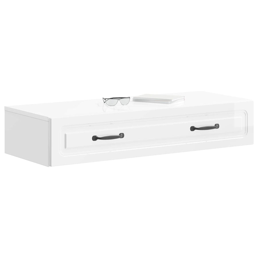 Wandmontage Zijtafel Hoogglans Wit 87,5 x 34,5 x 17 cm