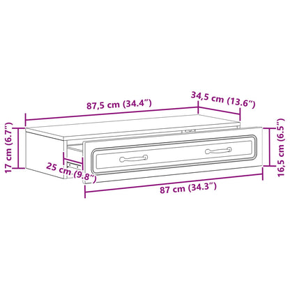 Wandmontage Zijtafel Hoogglans Wit 87,5 x 34,5 x 17 cm