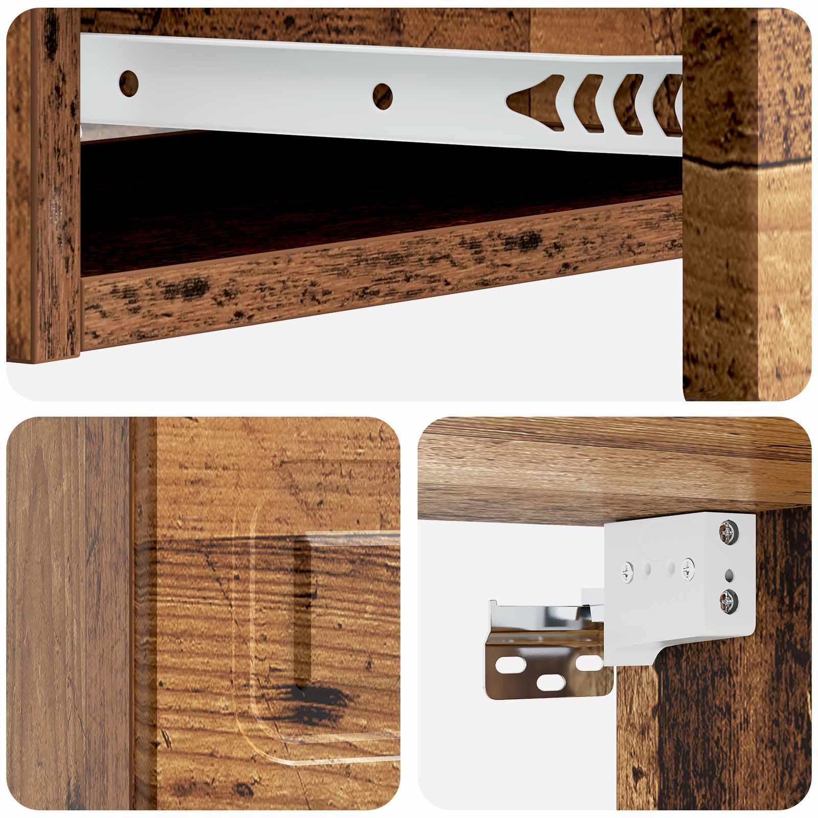Wandmontage Zijtafel Oud hout 87,5 x 34,5 x 17 cm Bewerkt hout