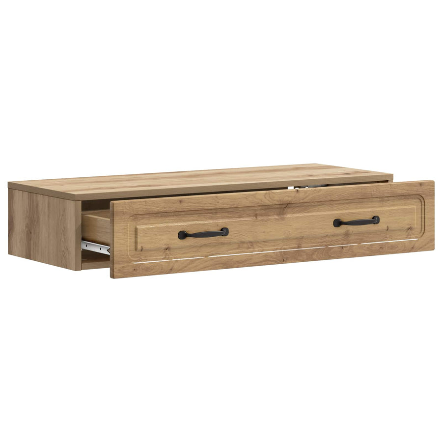 Wandmontage Zijtafel Artisanaal eiken 87,5 x 34,5 x 17 cm