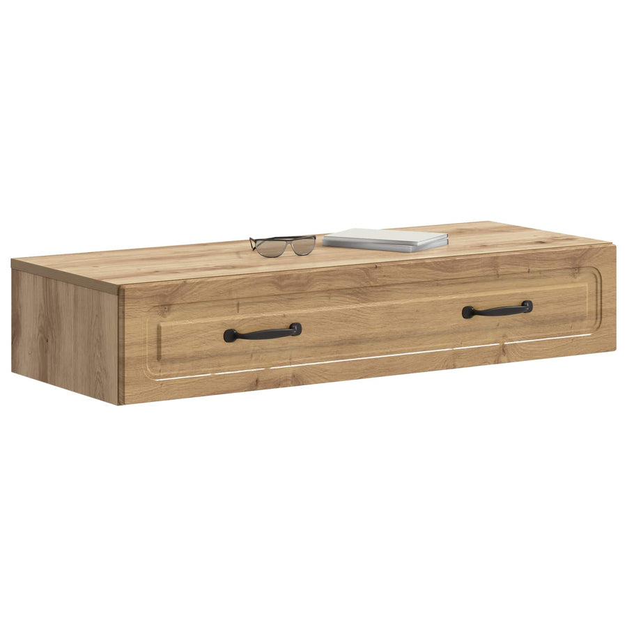 Wandmontage Zijtafel Artisanaal eiken 87,5 x 34,5 x 17 cm