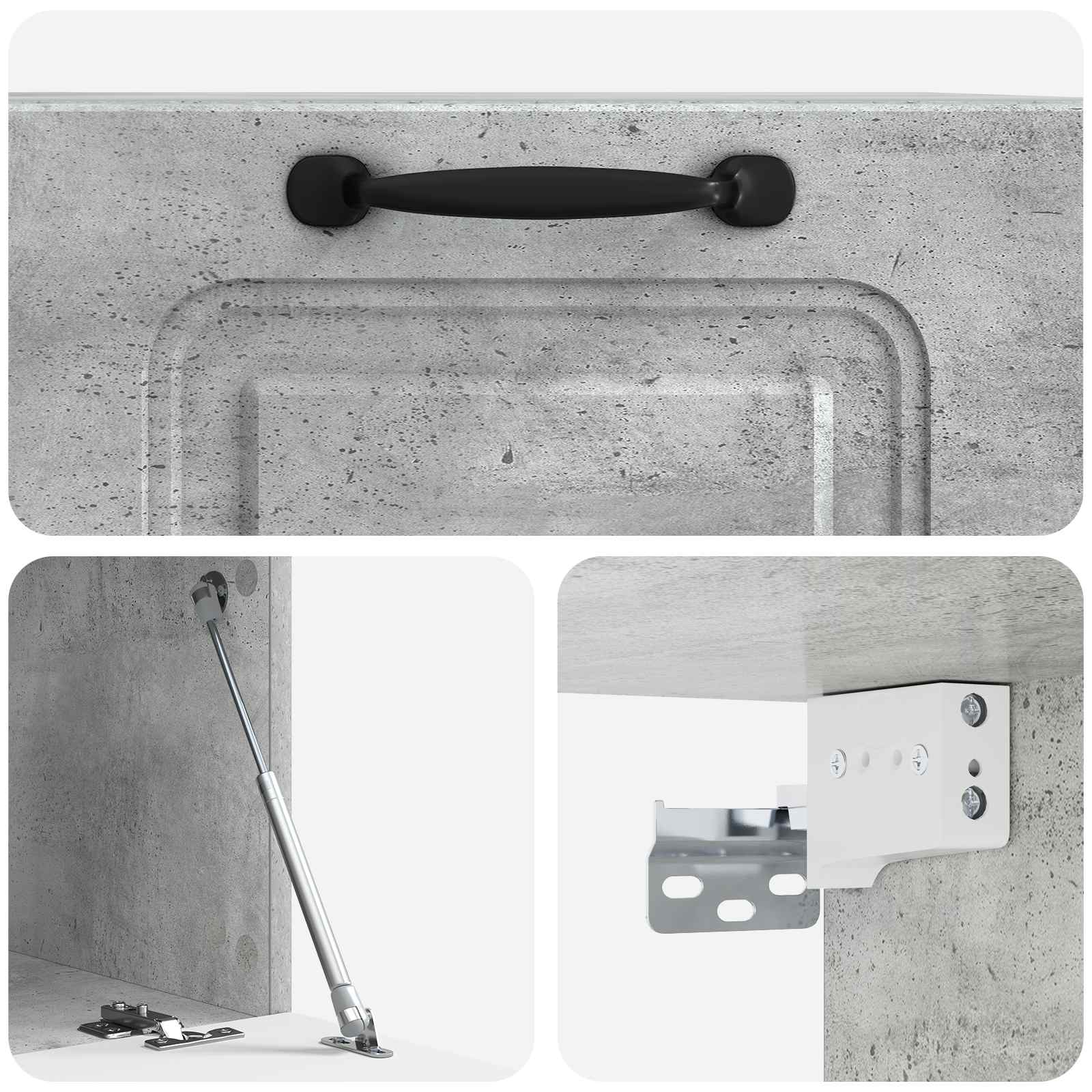 Wandbeugel TV-kast Betongrijs 59,5 x 41 x 30 cm Bewerkt hout