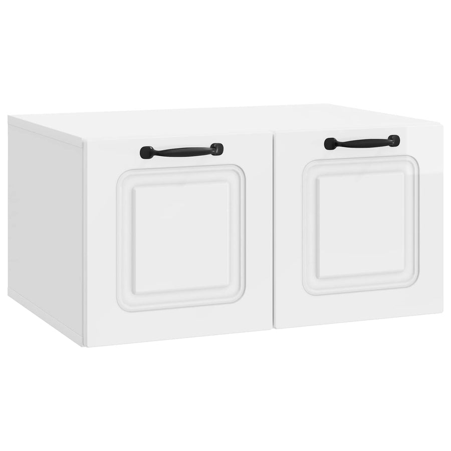 Wandbeugel TV-kast Hoogglans Wit 59,5 x 41 x 30 cm Bewerkt hout