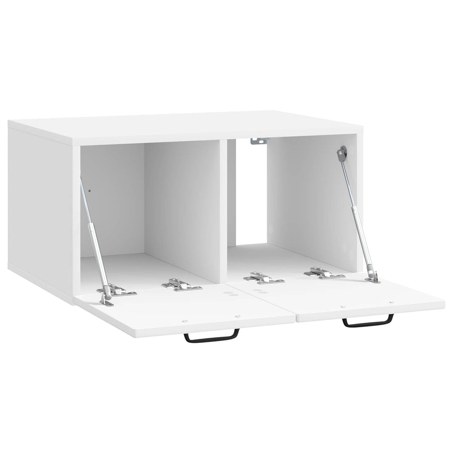 Wandbeugel TV-kast Hoogglans Wit 59,5 x 41 x 30 cm Bewerkt hout