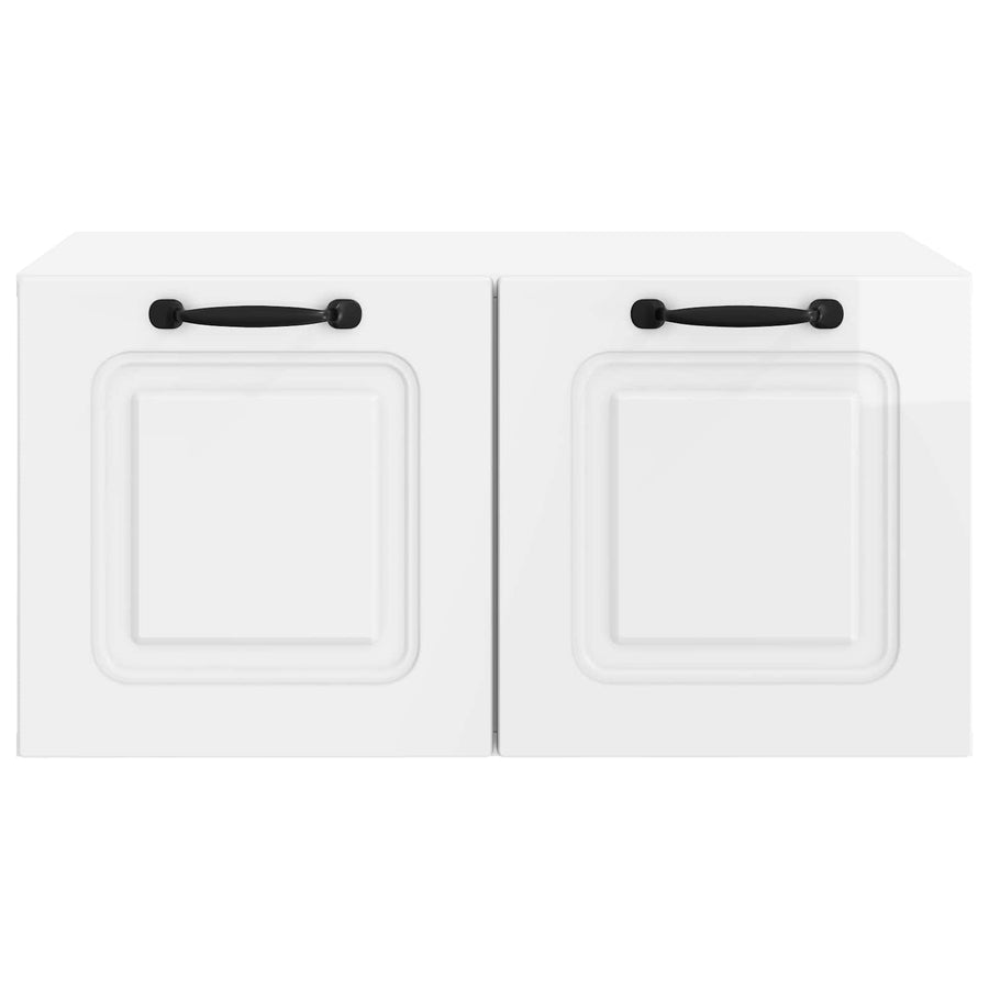 Wandbeugel TV-kast Hoogglans Wit 59,5 x 41 x 30 cm Bewerkt hout