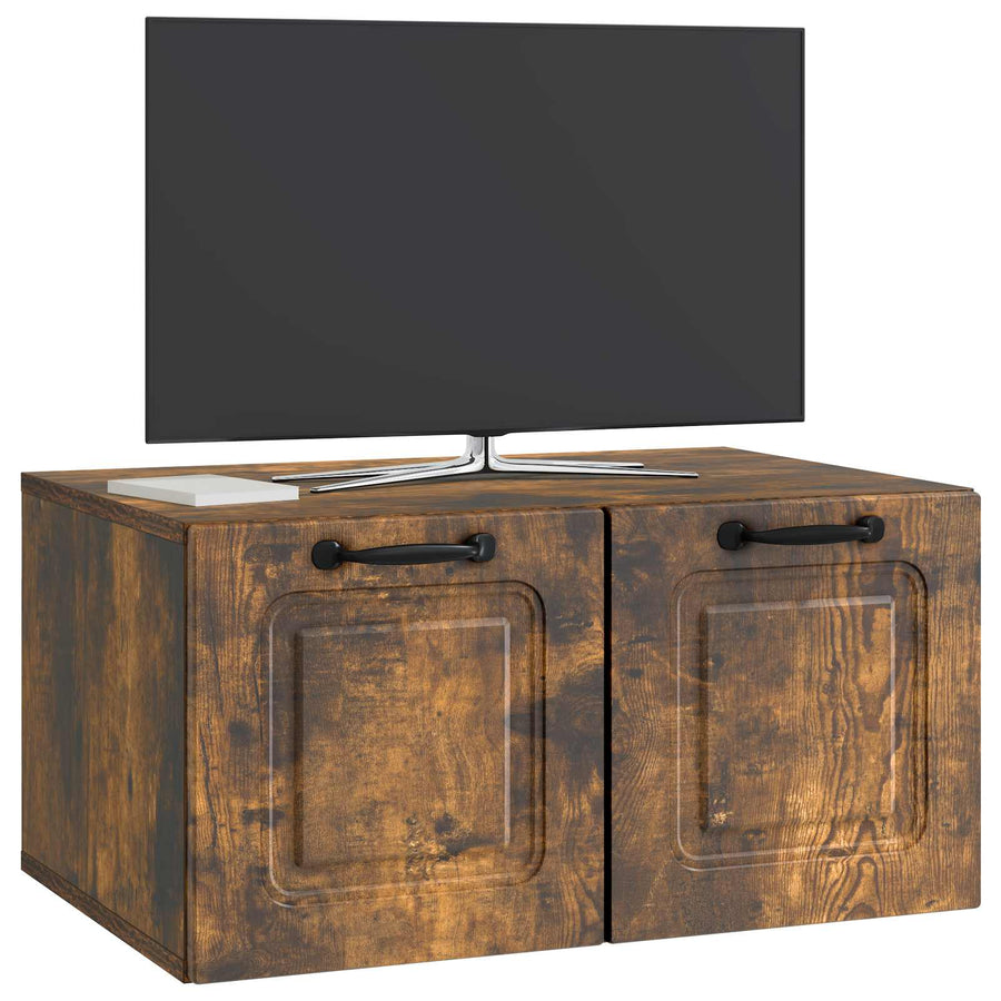 Wandbeugel TV-kast Gerookt eiken 59,5 x 41 x 30 cm Bewerkt hout
