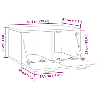 Wandbeugel TV-kast Gerookt eiken 59,5 x 41 x 30 cm Bewerkt hout