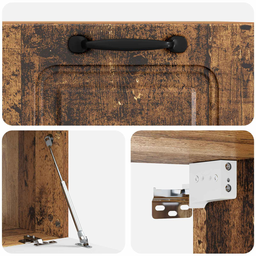 Wandbeugel TV-kast Oud hout 59,5 x 41 x 30 cm Bewerkt hout