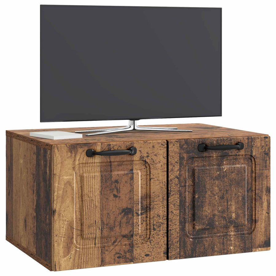 Wandbeugel TV-kast Oud hout 59,5 x 41 x 30 cm Bewerkt hout