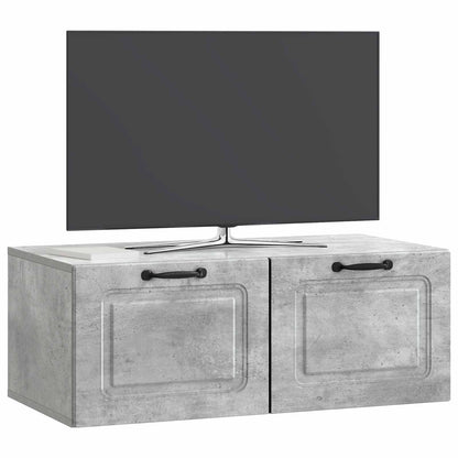 Wandbeugel TV-kast Betongrijs 78,5 x 41 x 30 cm Bewerkt hout