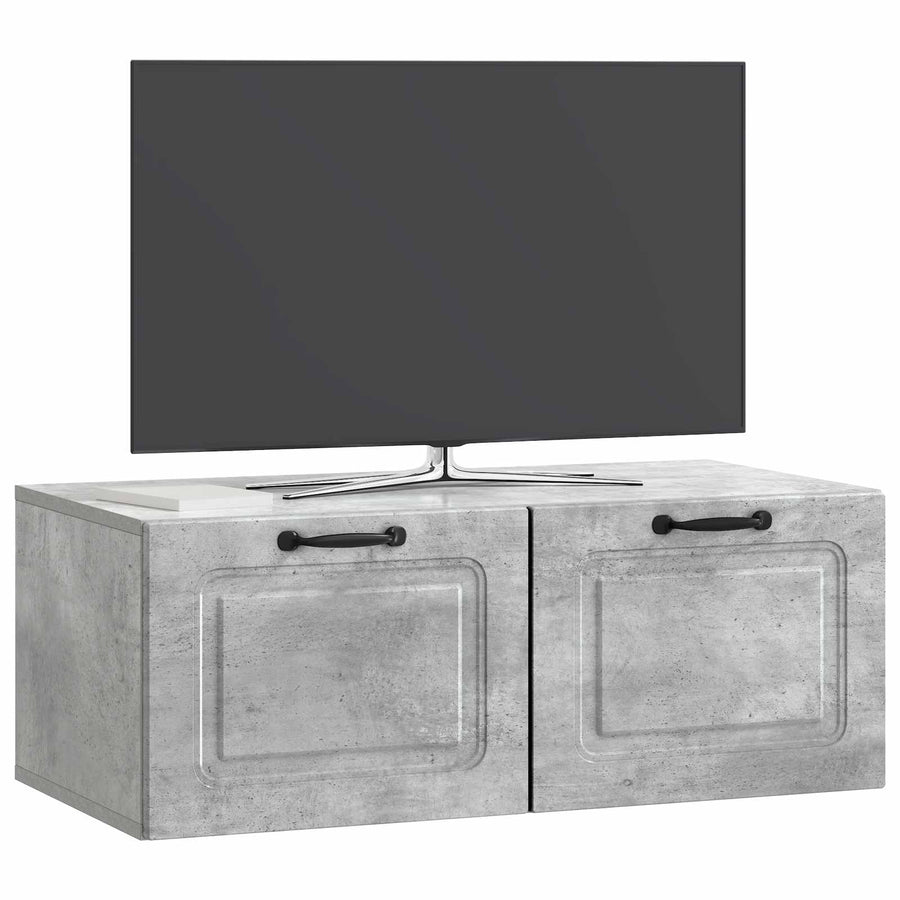 Wandbeugel TV-kast Betongrijs 78,5 x 41 x 30 cm Bewerkt hout