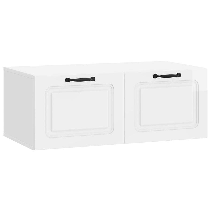 Wandbeugel TV-kast Hoogglans Wit 78,5 x 41 x 30 cm Bewerkt hout