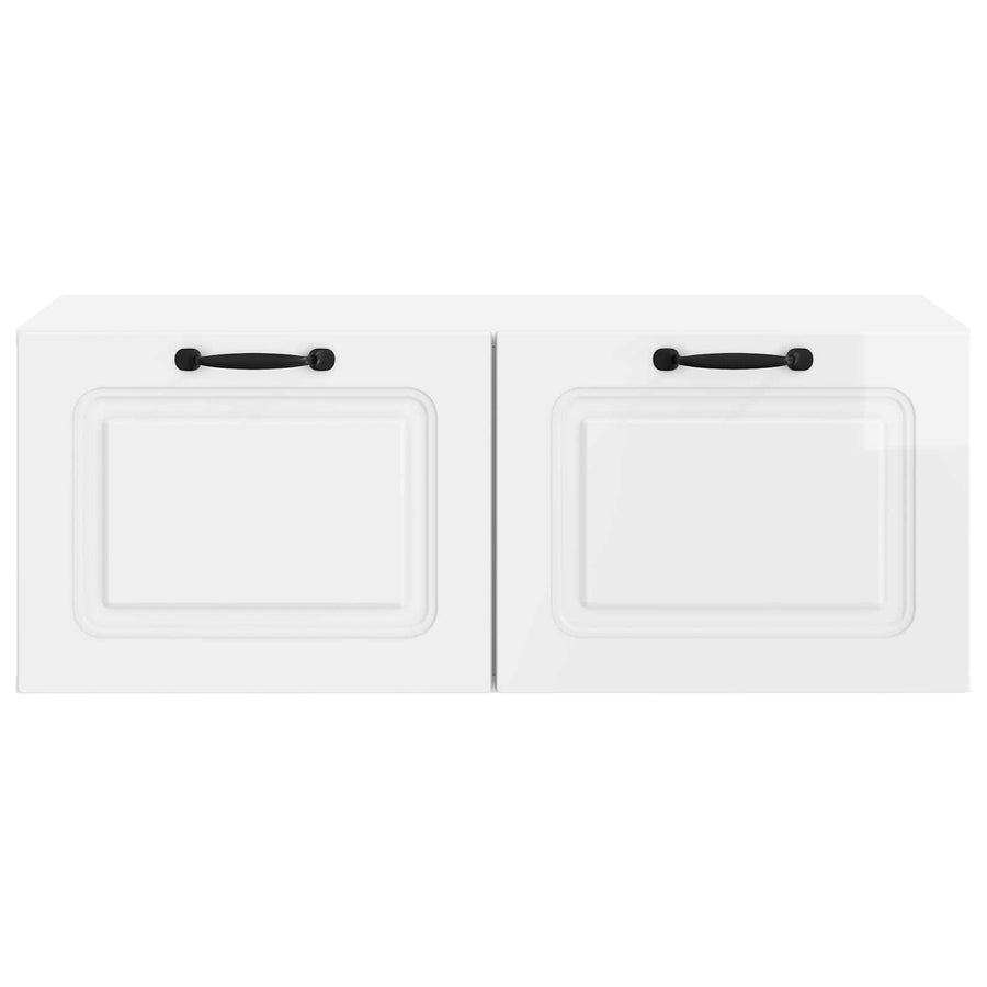 Wandbeugel TV-kast Hoogglans Wit 78,5 x 41 x 30 cm Bewerkt hout