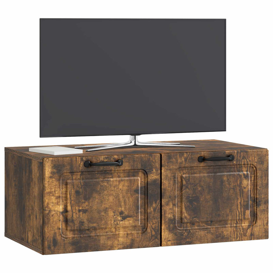 Wandbeugel TV-kast Gerookt eiken 78,5 x 41 x 30 cm Bewerkt hout