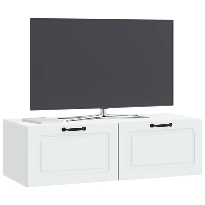 Wandbeugel TV-kast Wit 98 x 41 x 30 cm Bewerkt hout