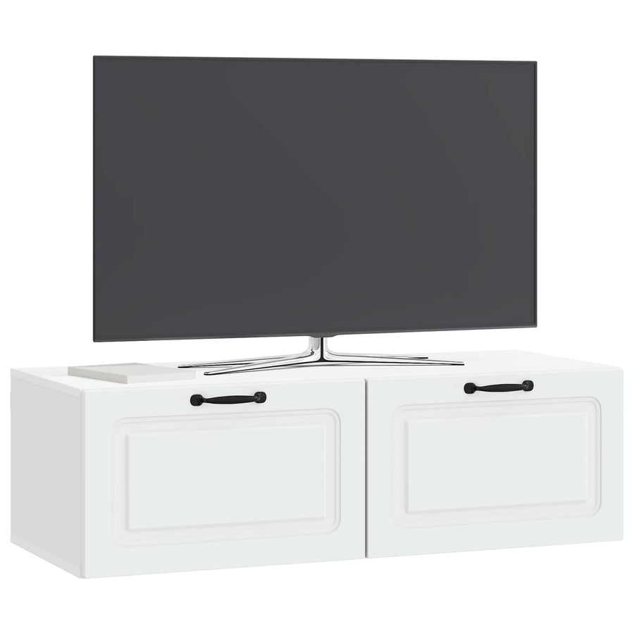 Wandbeugel TV-kast Wit 98 x 41 x 30 cm Bewerkt hout