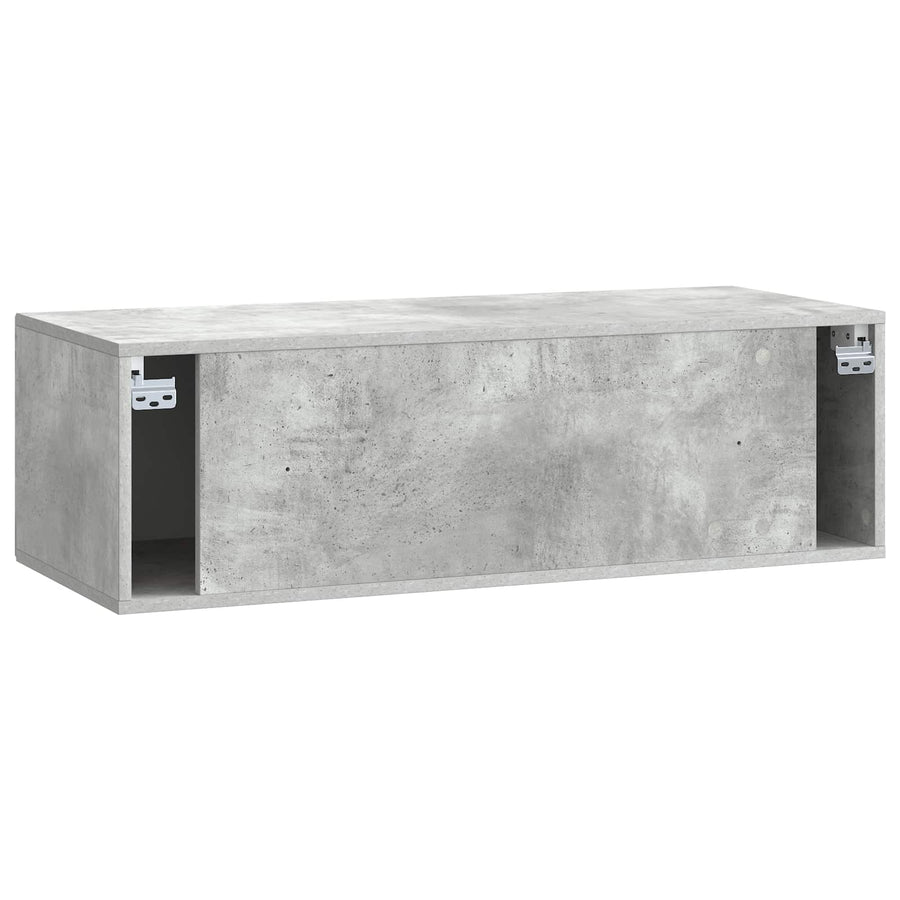 Wandbeugel TV-kast Betongrijs 98 x 41 x 30 cm Bewerkt hout