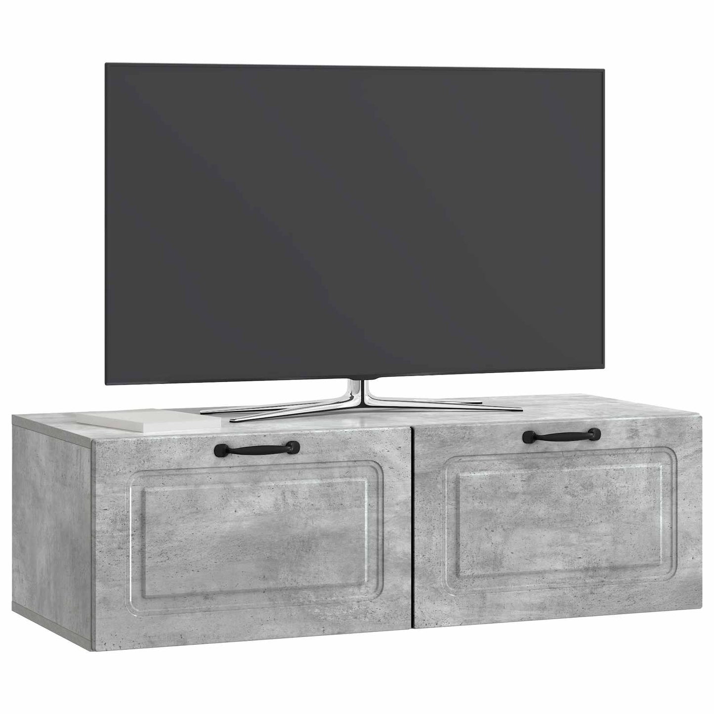 Wandbeugel TV-kast Betongrijs 98 x 41 x 30 cm Bewerkt hout