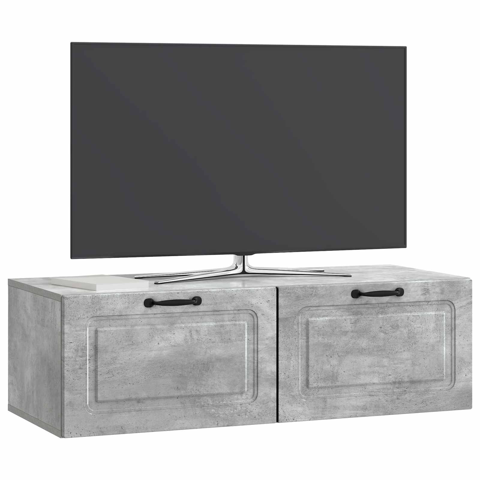 Wandbeugel TV-kast Betongrijs 98 x 41 x 30 cm Bewerkt hout