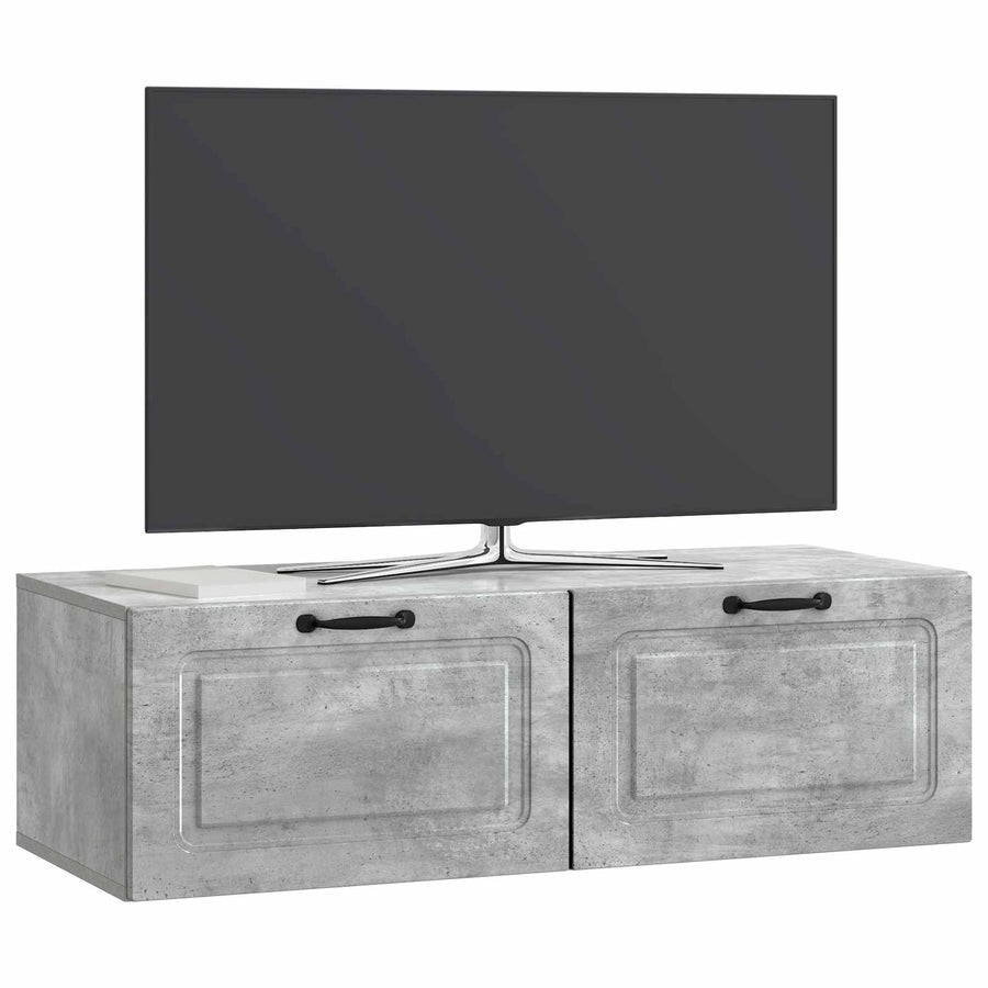 Wandbeugel TV-kast Betongrijs 98 x 41 x 30 cm Bewerkt hout