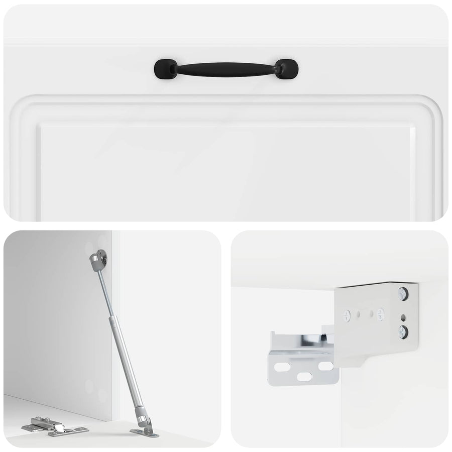 Wandbeugel TV-kast Hoogglans Wit 98 x 41 x 30 cm Bewerkt hout