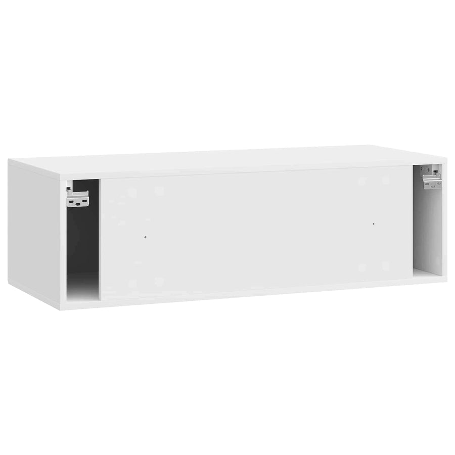 Wandbeugel TV-kast Hoogglans Wit 98 x 41 x 30 cm Bewerkt hout