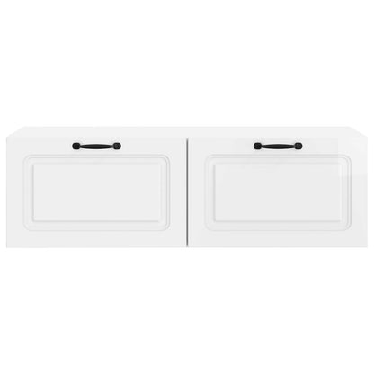 Wandbeugel TV-kast Hoogglans Wit 98 x 41 x 30 cm Bewerkt hout