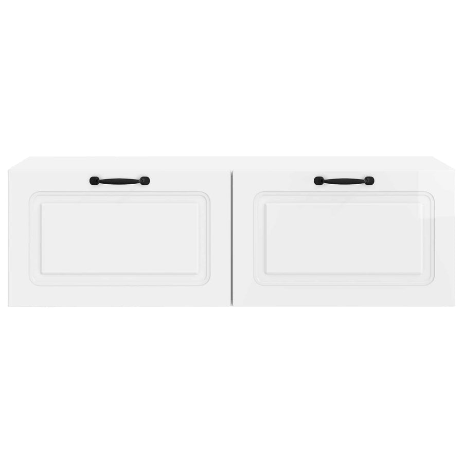 Wandbeugel TV-kast Hoogglans Wit 98 x 41 x 30 cm Bewerkt hout