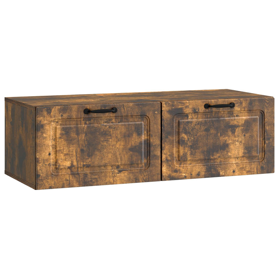 Wandbeugel TV-kast Gerookt eiken 98 x 41 x 30 cm Bewerkt hout
