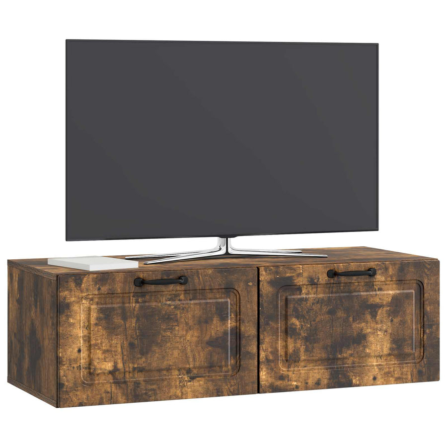 Wandbeugel TV-kast Gerookt eiken 98 x 41 x 30 cm Bewerkt hout