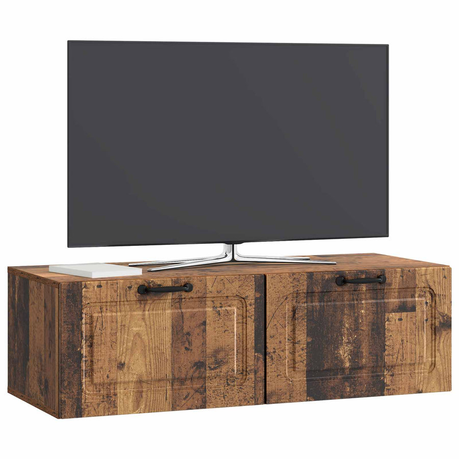 Wandbeugel TV-kast Oud hout 98 x 41 x 30 cm Bewerkt hout