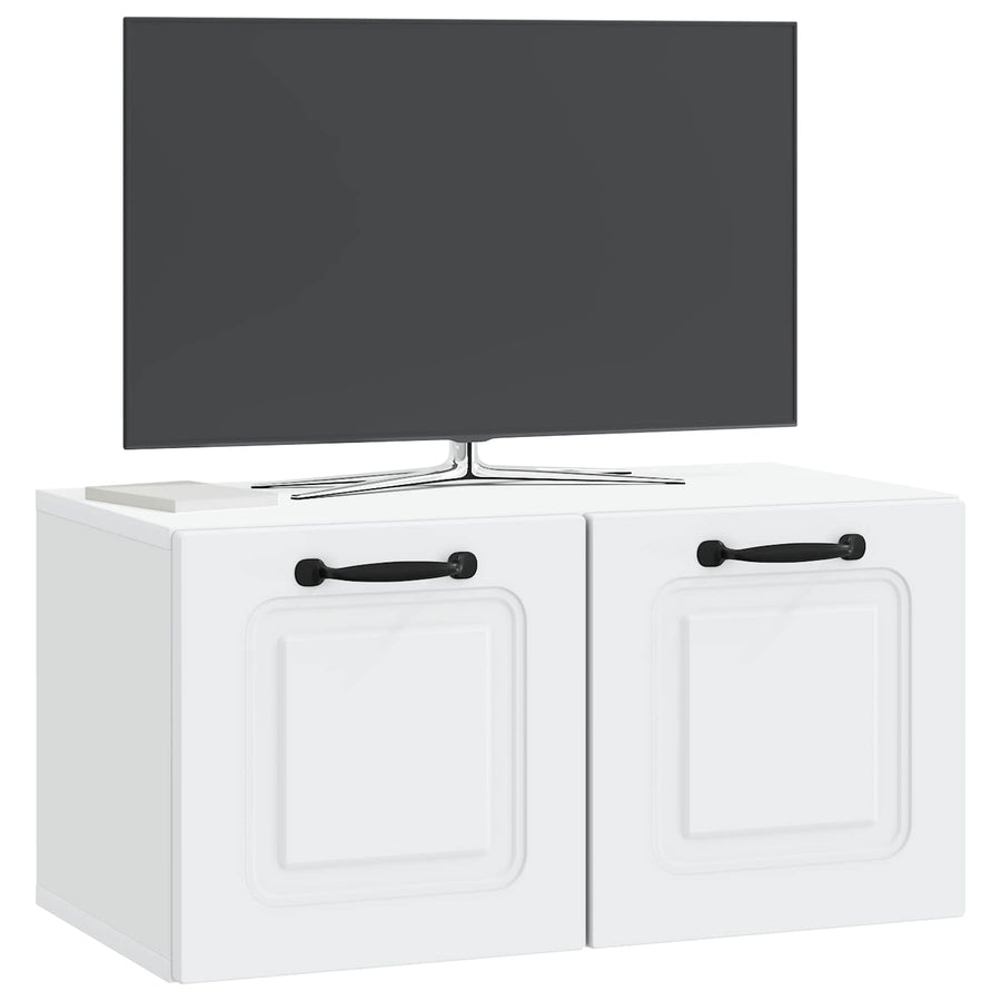 Wandbeugel TV-kast Wit 59,5 x 31 x 30 cm Bewerkt hout