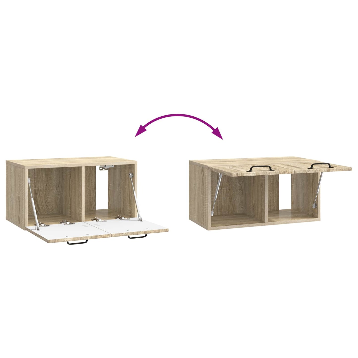 Wandbeugel TV-kast Sonoma Eiken 59,5 x 31 x 30 cm Bewerkt hout