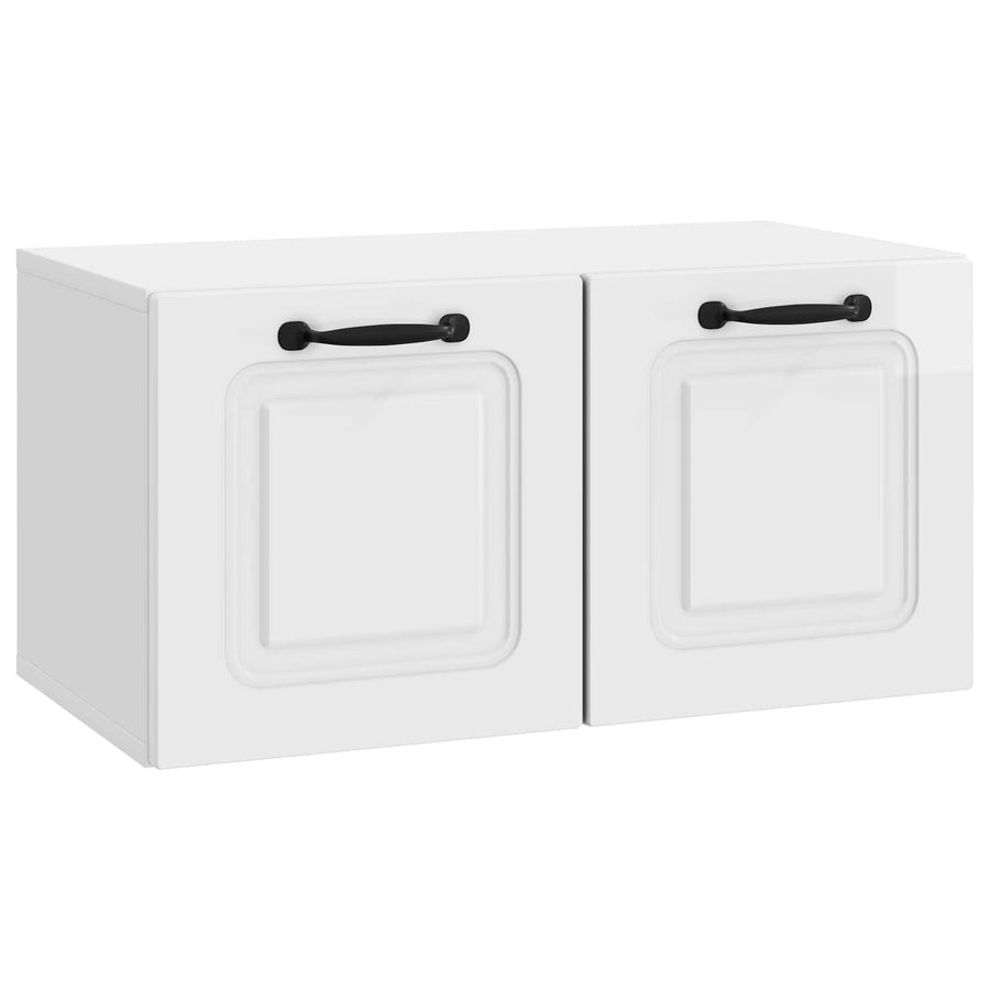 Wandbeugel TV-kast Hoogglans Wit 59,5 x 31 x 30 cm Bewerkt hout
