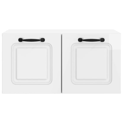 Wandbeugel TV-kast Hoogglans Wit 59,5 x 31 x 30 cm Bewerkt hout