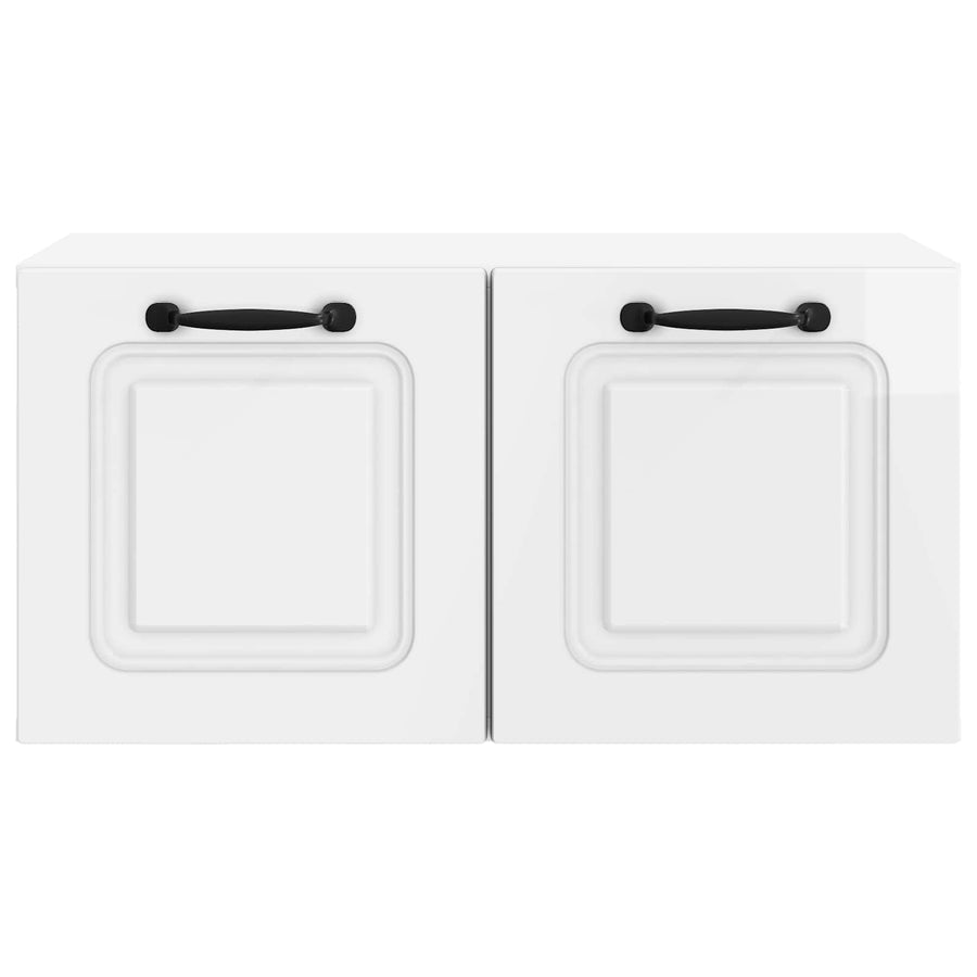 Wandbeugel TV-kast Hoogglans Wit 59,5 x 31 x 30 cm Bewerkt hout