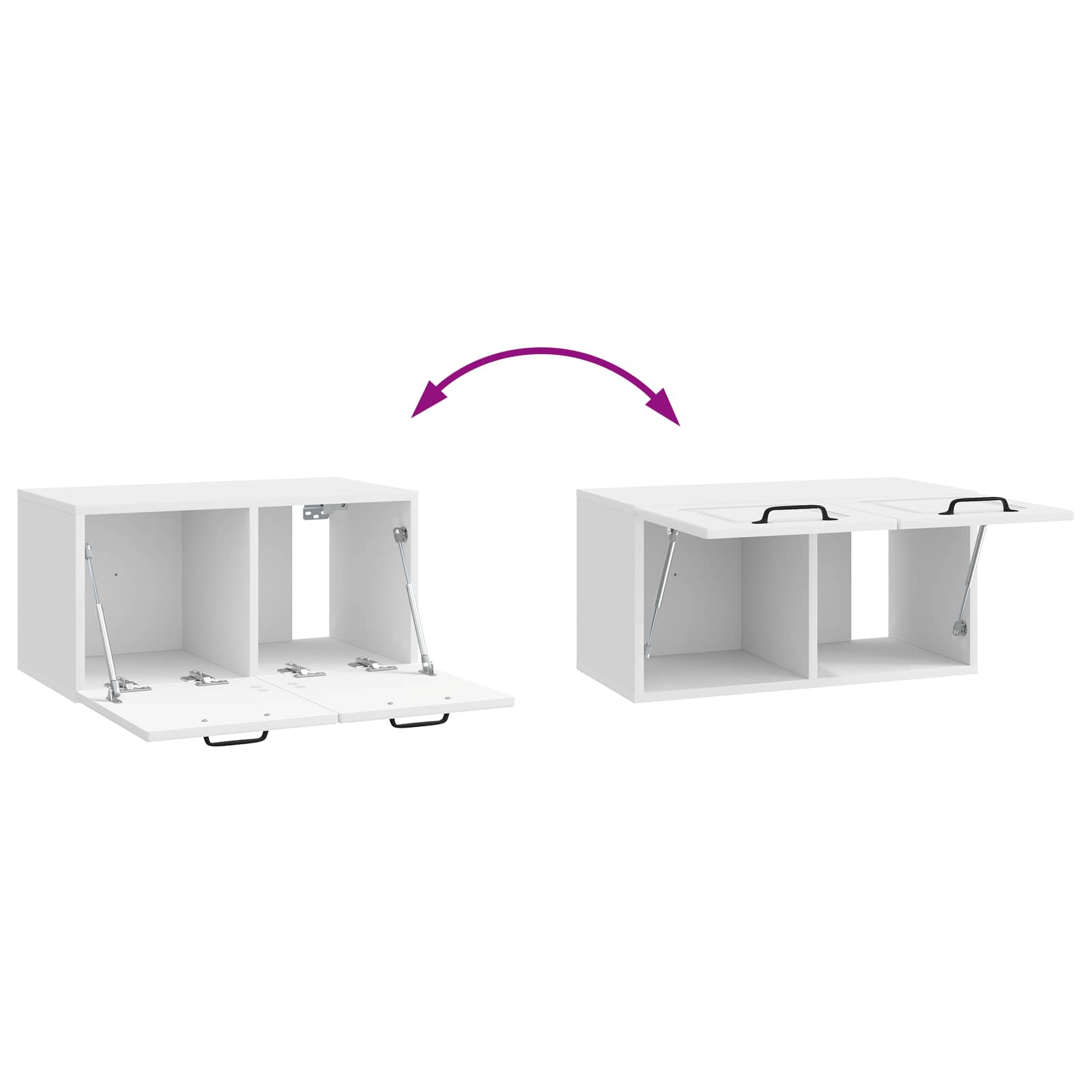 Wandbeugel TV-kast Hoogglans Wit 59,5 x 31 x 30 cm Bewerkt hout