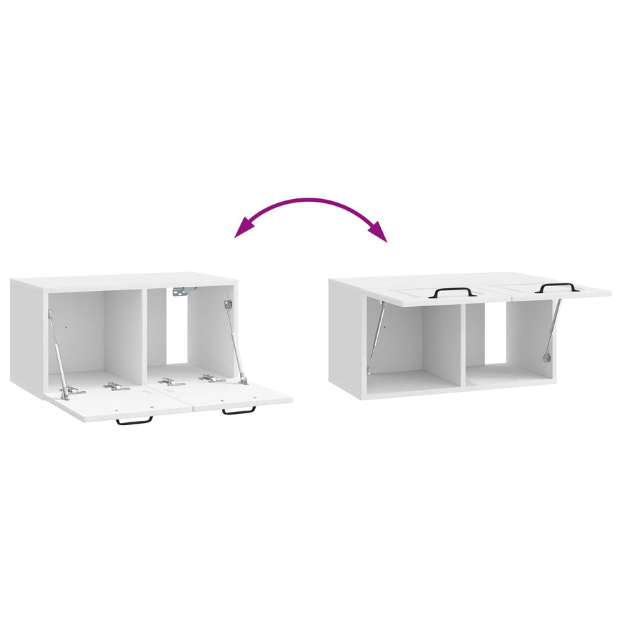 Wandbeugel TV-kast Hoogglans Wit 59,5 x 31 x 30 cm Bewerkt hout