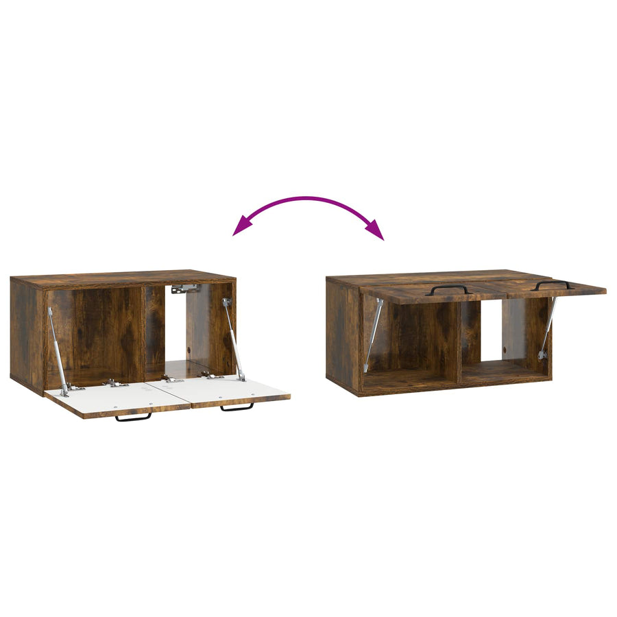 Wandbeugel TV-kast Gerookt eiken 59,5 x 31 x 30 cm Bewerkt hout