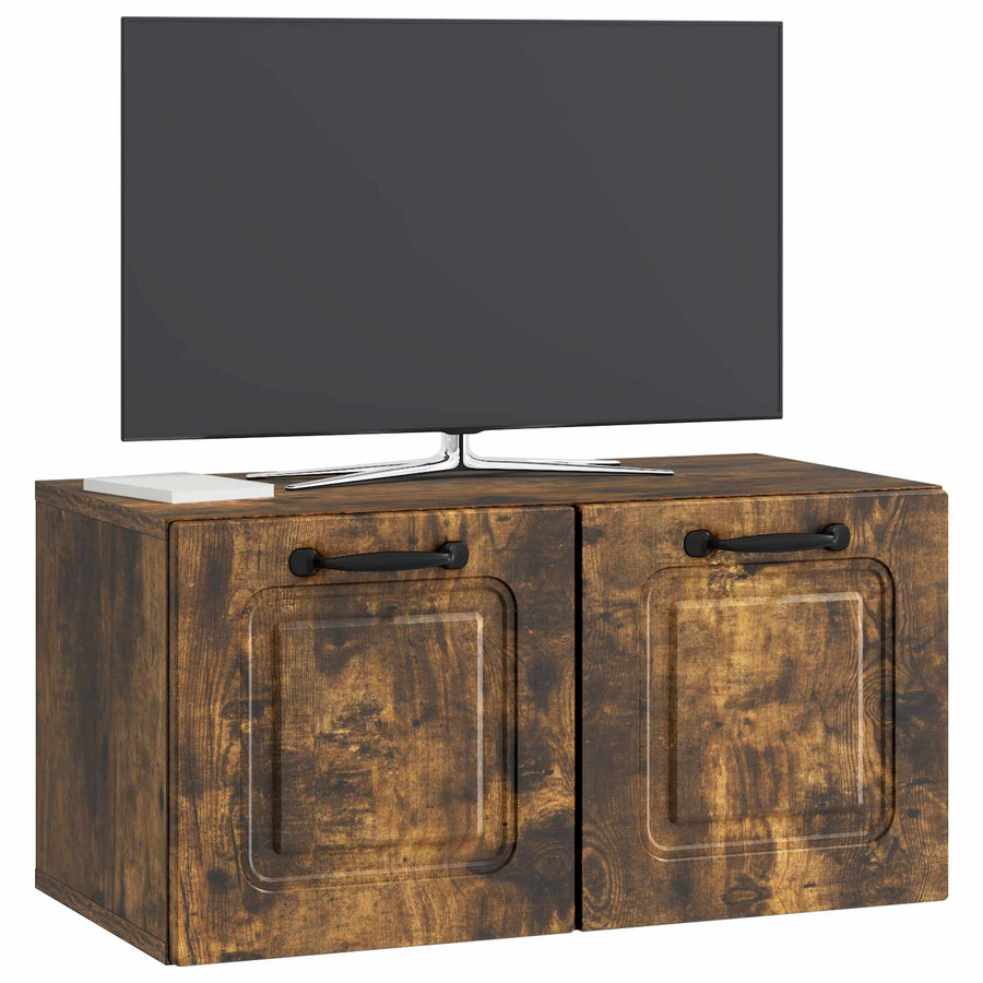 Wandbeugel TV-kast Gerookt eiken 59,5 x 31 x 30 cm Bewerkt hout