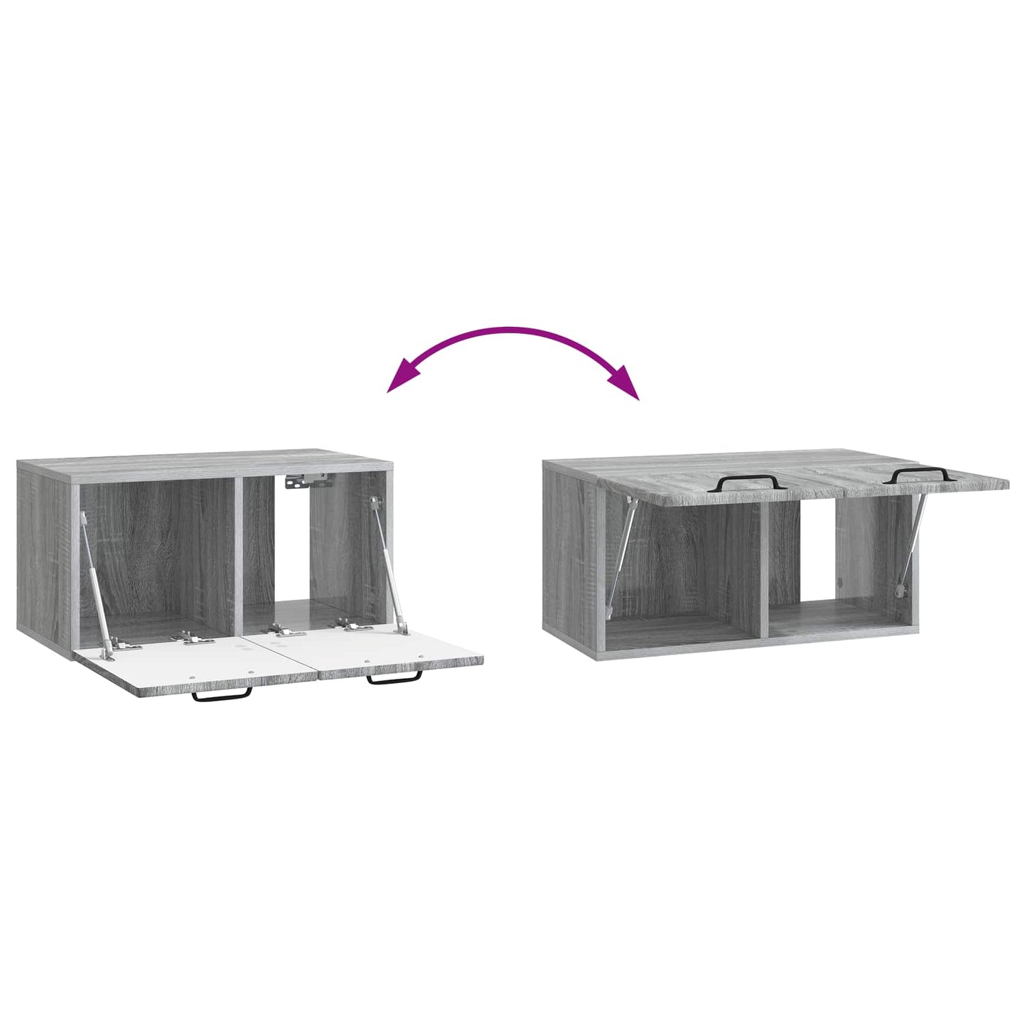 Wandbeugel TV-kast Grijs sonoma 59,5 x 31 x 30 cm Bewerkt hout